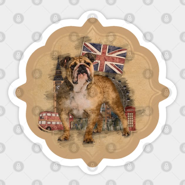 English Bulldog and England sketch Sticker by Nartissima